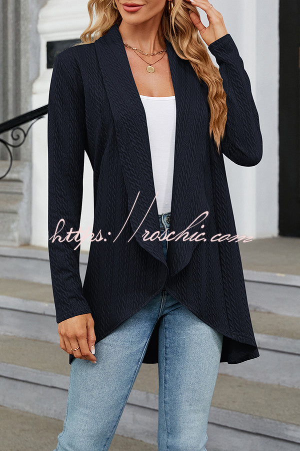 Long Sleeve Solid Color Ruffle Loose Cardigan