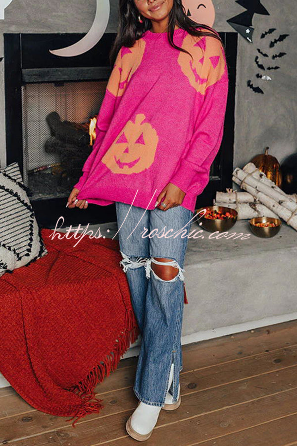 Hey Pumpkin Knit Loose Pullover Halloween Sweater