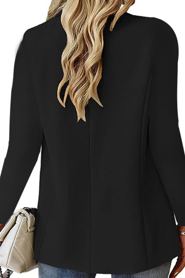 Solid Color Long-sleeved Lapel Loose-fitting Single-button Blazer