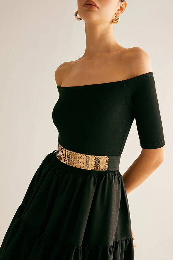 Fashionable Metal Fish Scale Elastic Belt