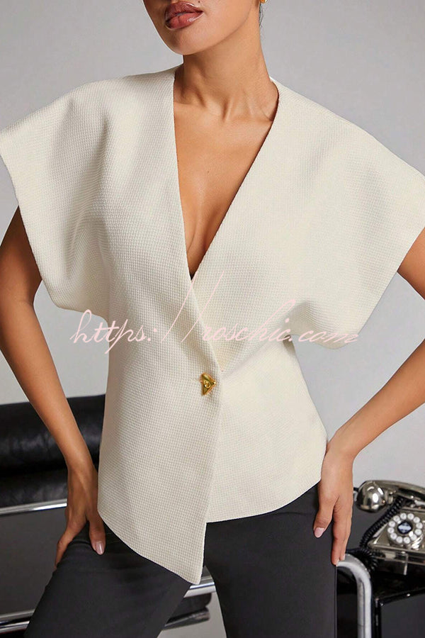 Fashion Button V-neck Asymmetrical Suit Vest