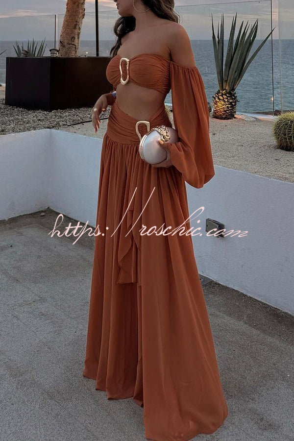 Vacation Chic Off Shoulder Balloon Sleeve Back Smocked Crop Top