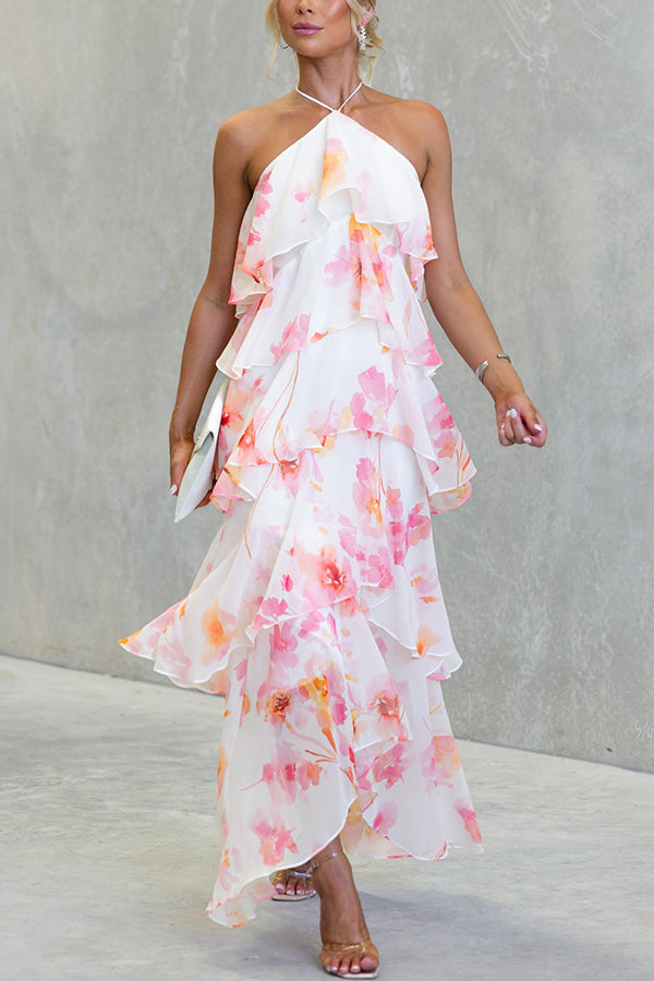 eden floral halter maxi dress ASH & EDEN Floral Print Halter Neck Maxi Dress Women's Size Small