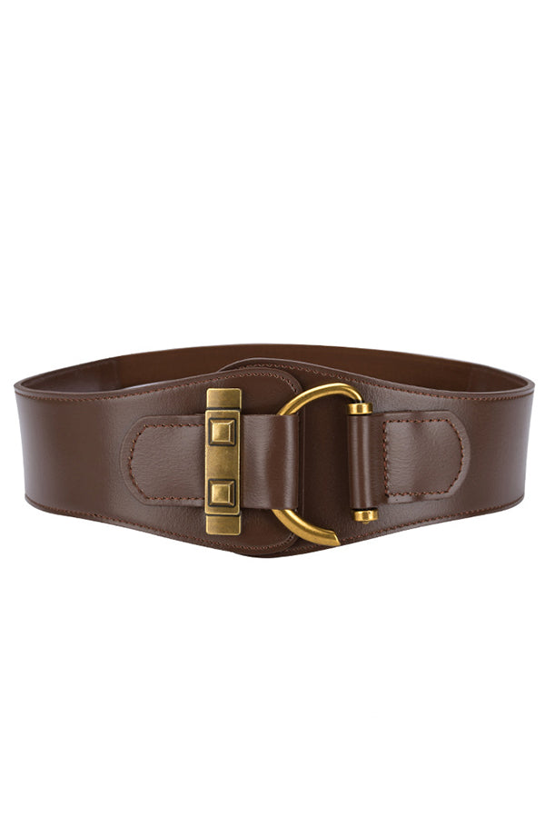 Retro Style Waist-hugging Wide Leather Belt