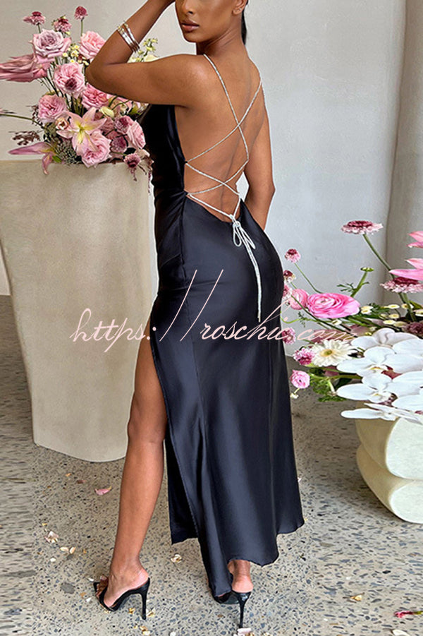 Sexy Backless Suspender High Slit Slim Maxi Dress