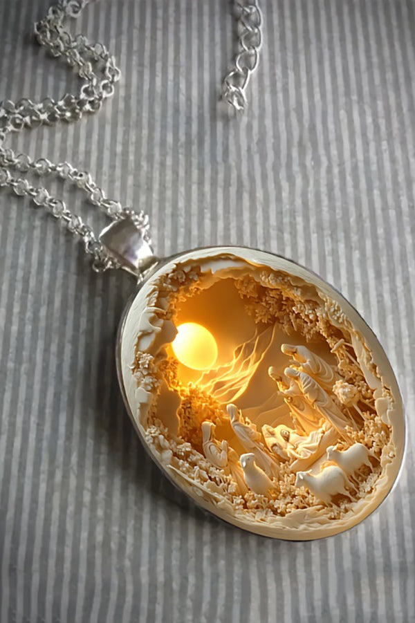 Sacred Religious Scene Glass Necklace