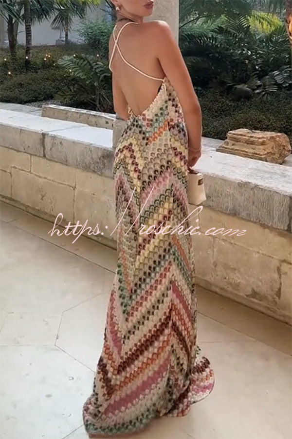 blue dress for baby girl Missoni Summer Knit Colorful Herringbone Print Open Beck Maxi Dress –  roschic