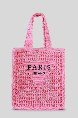 Letter Hollow Woven Beach Bag