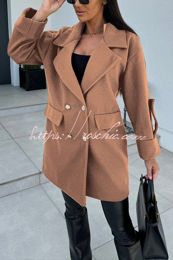 Stylish Lapel Double-breasted Loose Coat