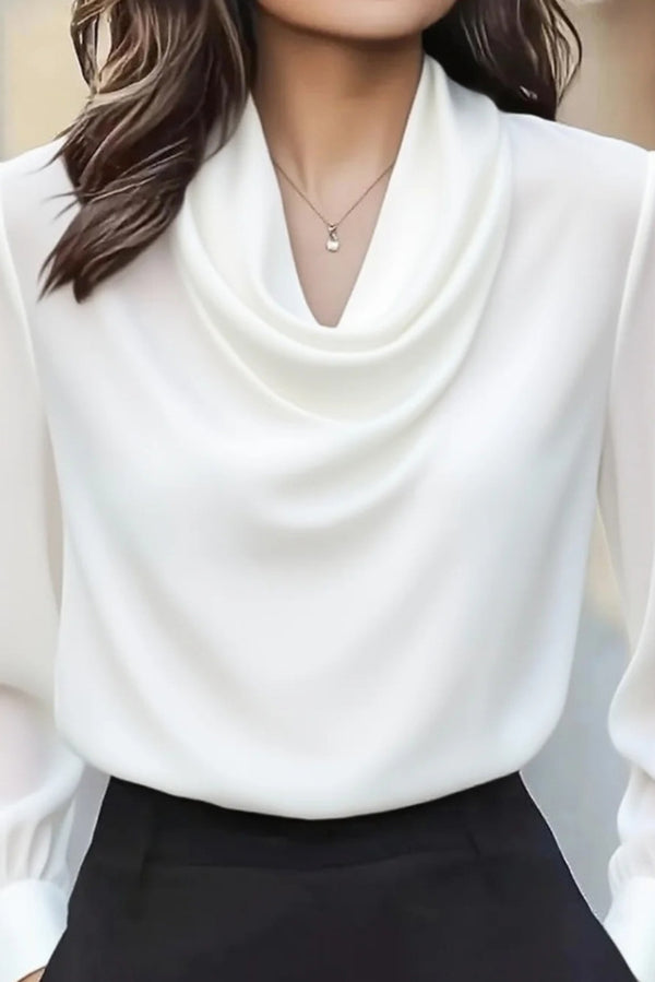 Satin Solid Color Elegant Long Sleeve Casual Shirt