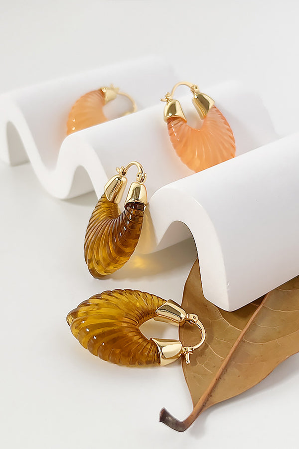 Fashion Candy-colored Glass-feel Striped Small Wing Earrings