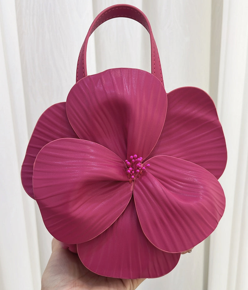 Fashionable 3D Petal Flower Solid Color Collar Handbag (including Lining)