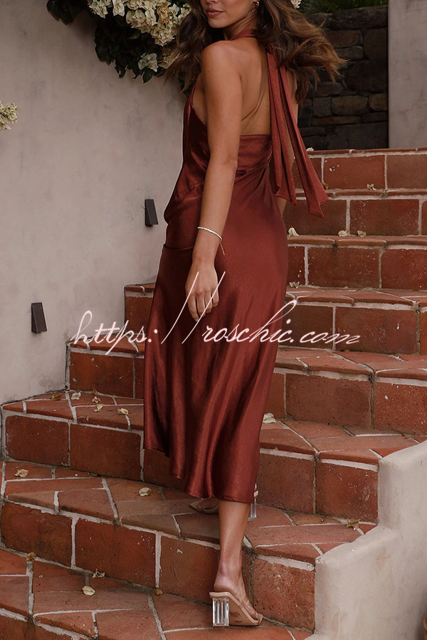 Swan Backless Lace Up Slit Zipper Maxi Dress