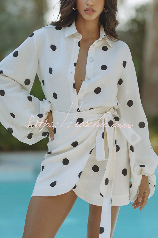 linen blend balloon sleeve wrap dress Rainbow Linen Blend Patchwork Striped Button Balloon Sleeve Wrap Shir lilipretty