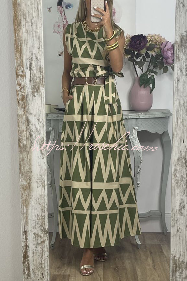 Unique Print Loose Pocket Holiday Maxi Skirt