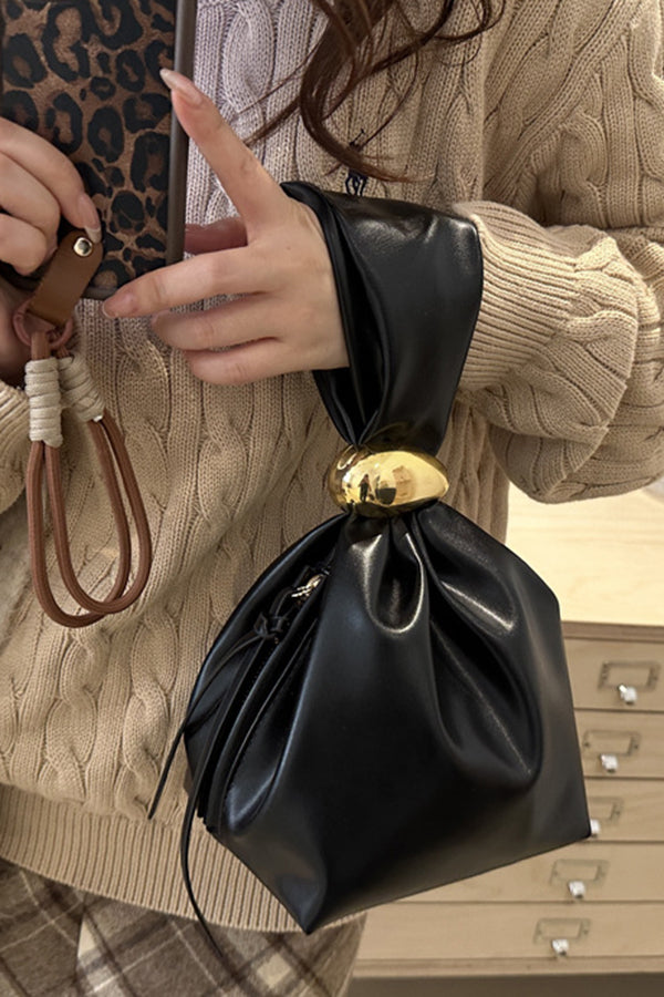 Retro Pleated Simple Bucket Bag