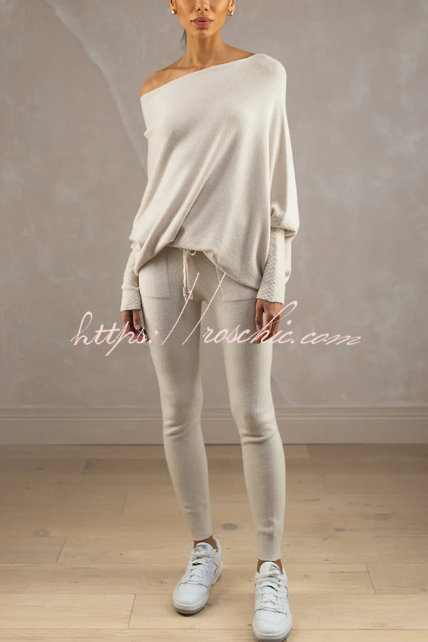 Solid Color Round Neck Long Sleeve Loose Knitted Sweater