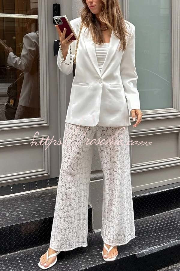 City Skyline Botton Up Long Sleeve Pocket Lapel Loose Blazer