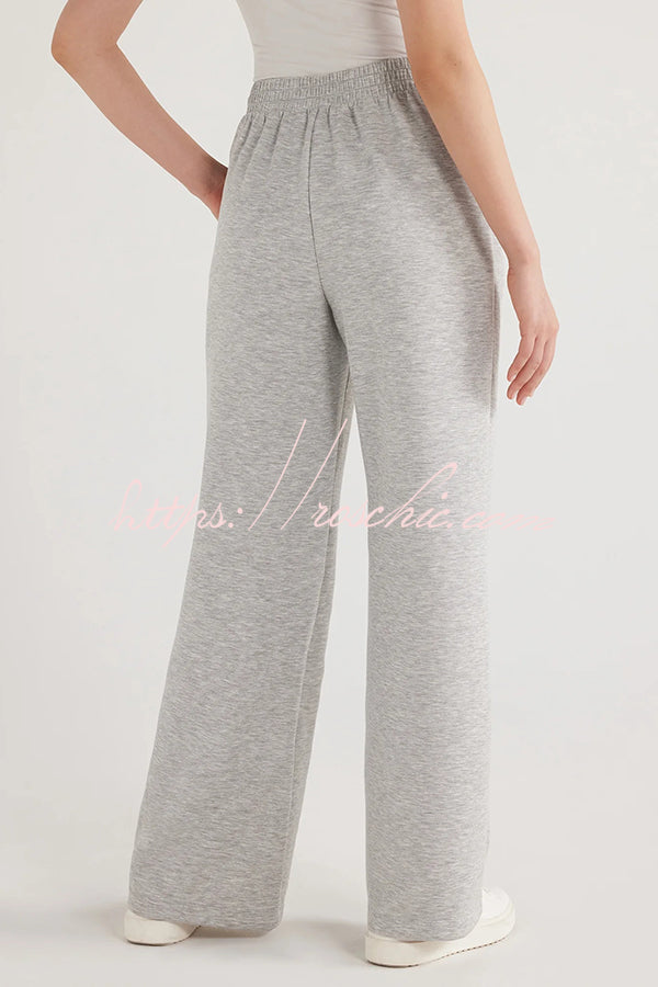 Weather Gets Cold Solid Color V-neck Top and Elastic Waist Pocketed Lounge Pants Set