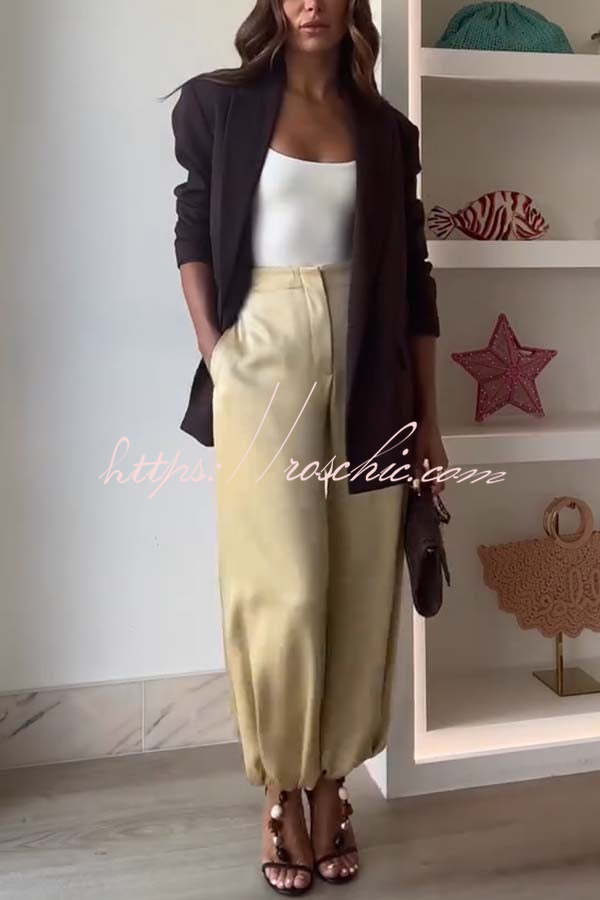 City Phantom Satin High Rise Pocket Aladdin Bloomers Pants