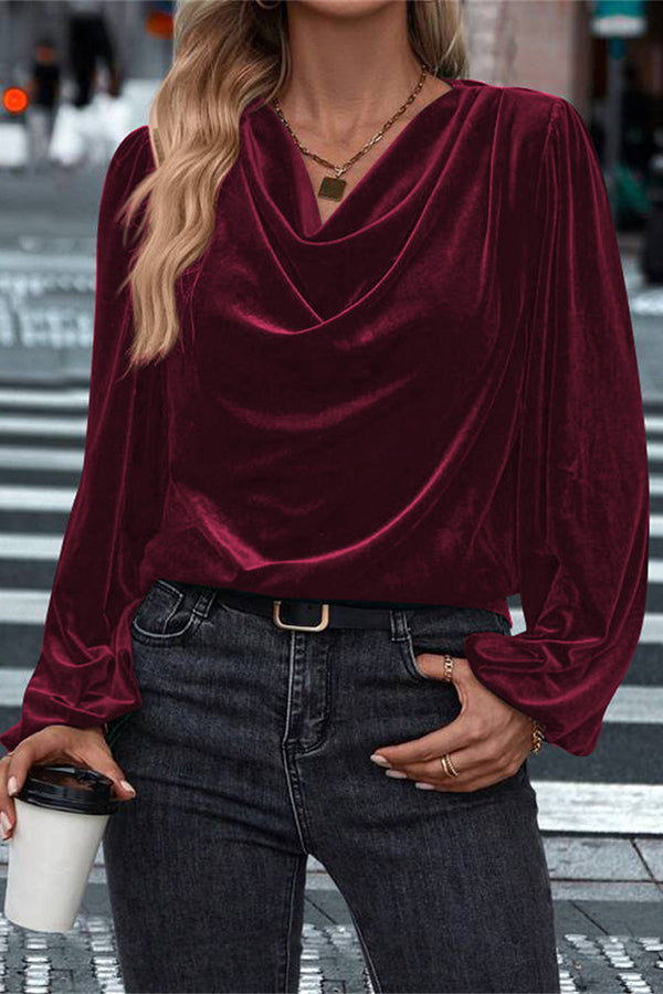 Fashionable Velvet Long-sleeved Loose Casual Top