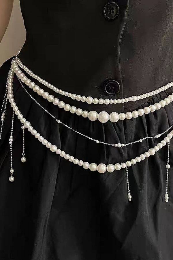 Exquisite Multi-layer Pearl Beaded Tassel Waist Necklace