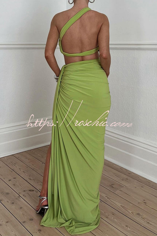 Sexy Backless Bandeau Top and Slim Slit Skirt Set