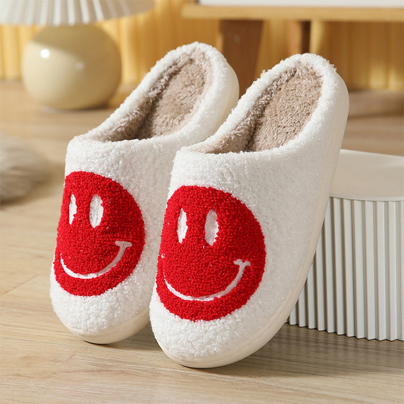 Smiley plush slippers