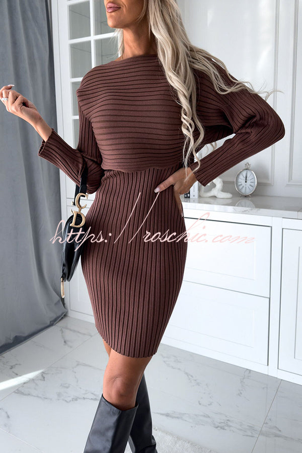 Striped Long Sleeved Top and Strappy Mini Dress Set