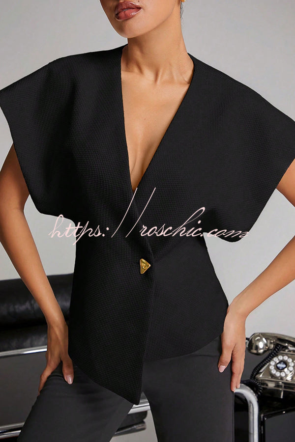 Fashion Button V-neck Asymmetrical Suit Vest