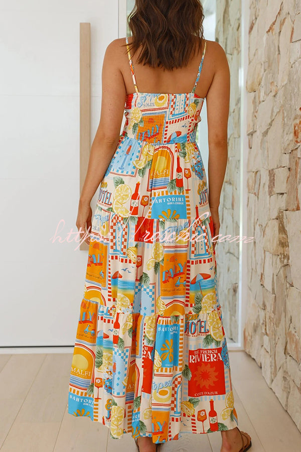 Radiant As Always Unique Print Front Tie-up Slip Maxi Dress