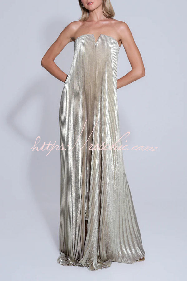 maya pleated maxi dress Vestido Maxi Maya Pleated - Beige