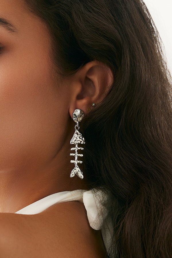Fashionable Metal Fish Pendant Earrings