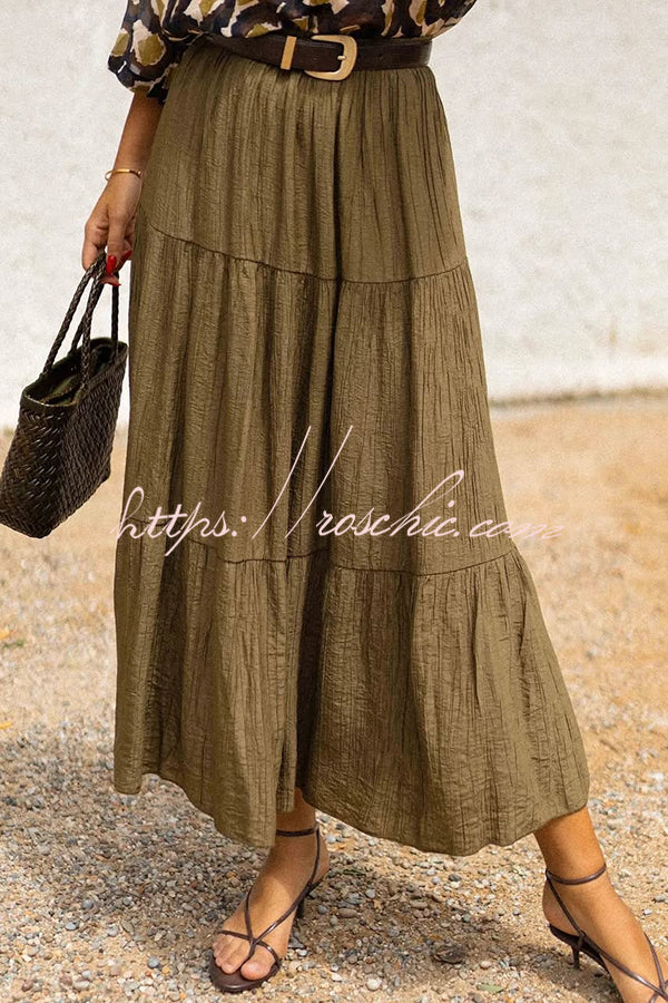 Solid Color Splicing Casual Vacation Maxi Skirt
