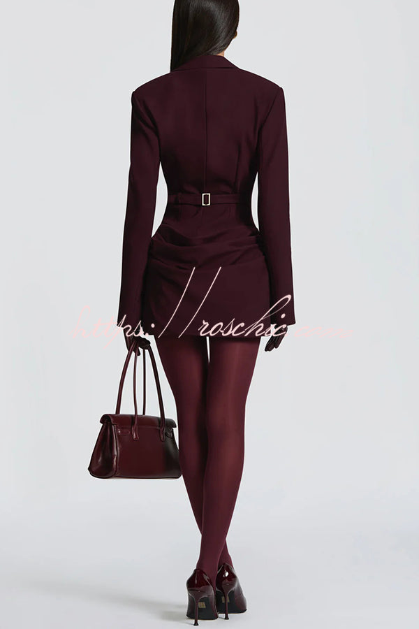 Solid Color Slim-fit V-neck Elegant Draped Formal Mini Dress