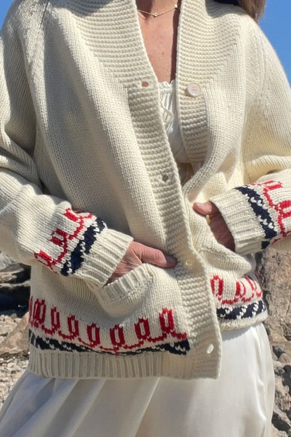 Fashion Lobster Print Casual Long Sleeve Knit Cardigan