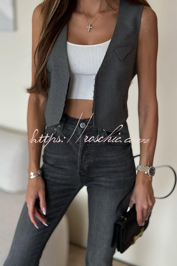 Catch The Chic V-neck Waisted Crop Vest Top