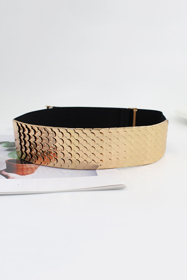 Fashionable Metal Fish Scale Elastic Belt