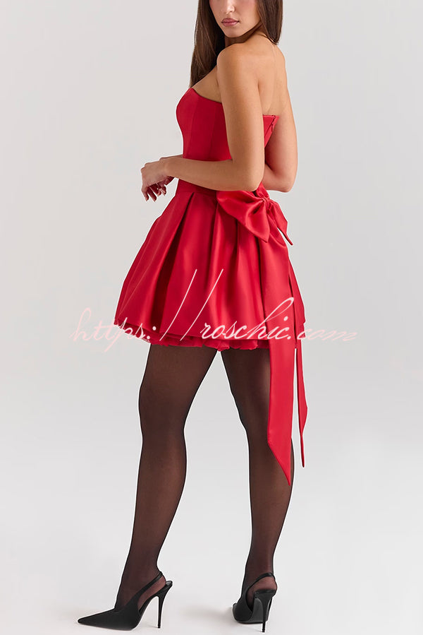 Stylish Sleeveless Off-shoulder Elegant Large Bow Mini Dress