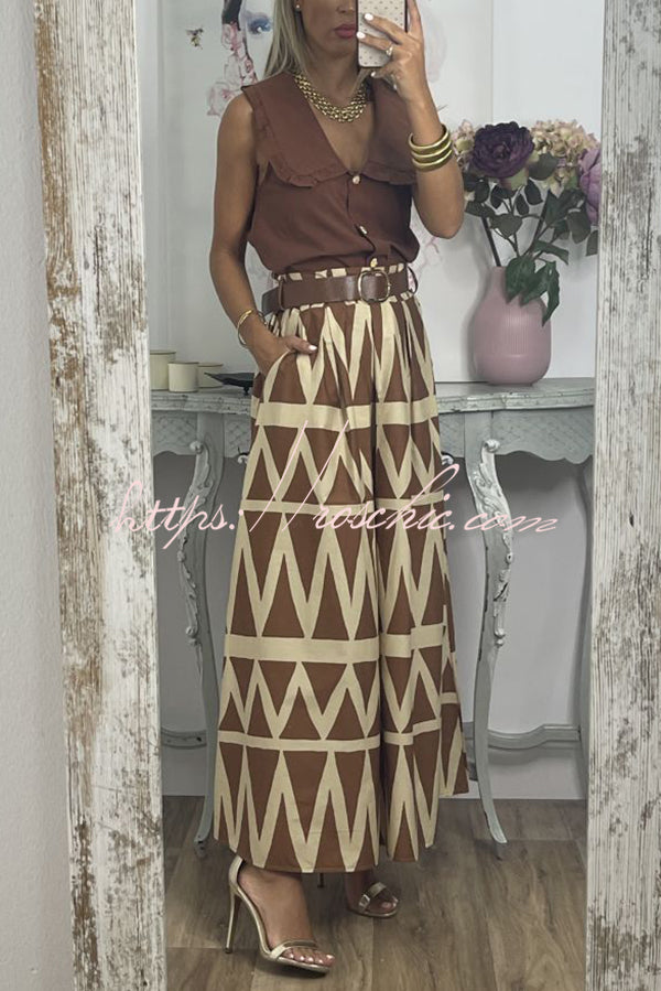 Unique Print Loose Pocket Holiday Maxi Skirt