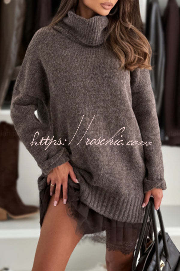 Breezy City Knit Turtleneck Long Sleeve Relaxed Sweater (Shipped Within 24 Hours)