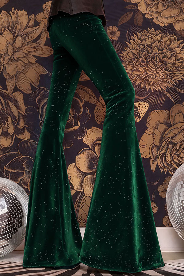 Stylish Velvet High-waisted Draped Casual Flared Pants