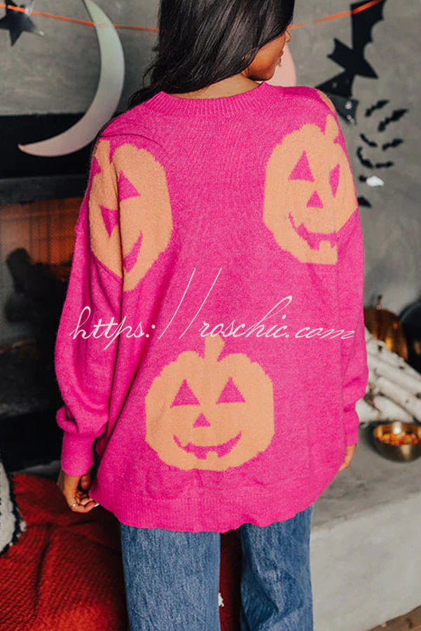 Hey Pumpkin Knit Loose Pullover Halloween Sweater