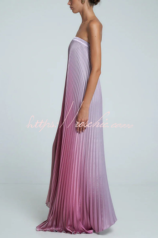 perfected elegance mauve satin pleated strapless maxi dress Alexia Purple Strapless Maxi Dress - 10