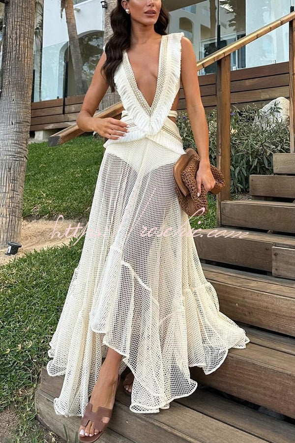 Sexy See-through Mesh Lace Resort Beach Skirt