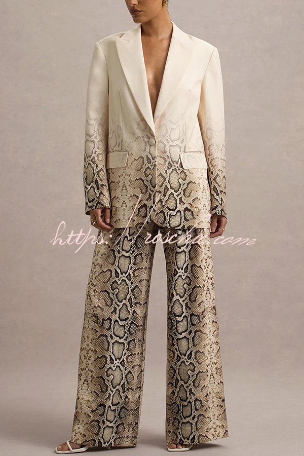 Hurley Ombre Snake Print Single Button Long Sleeve Lapel Loose Blazer
