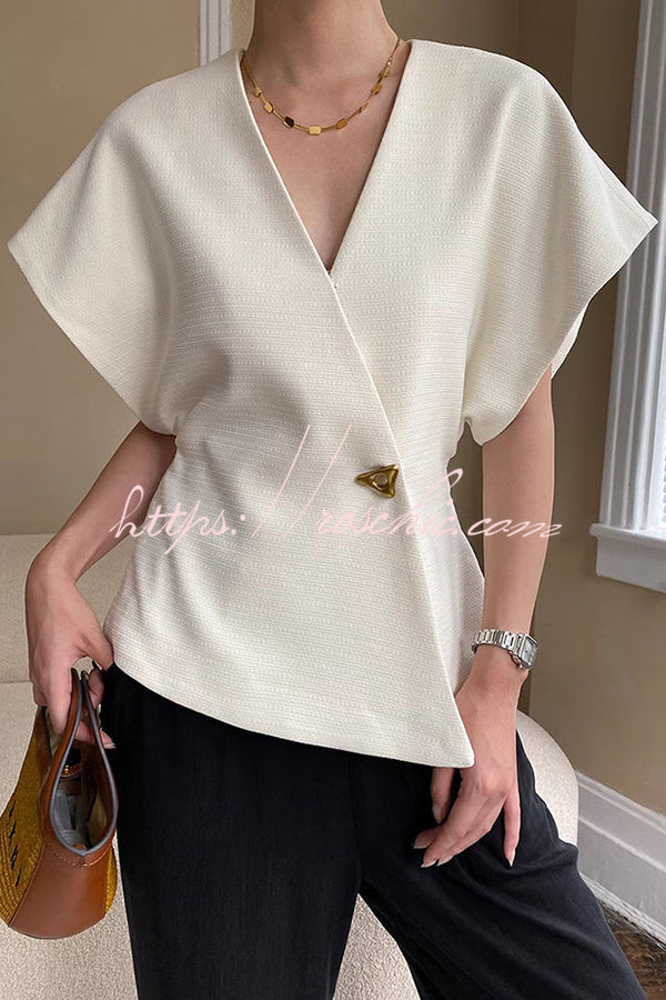 Fashion Button V-neck Asymmetrical Suit Vest