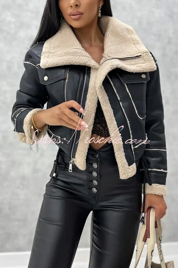 Stylish Lambswool Short Zipped Biker Jacket