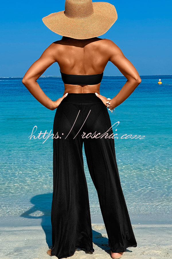 Solid Color Loose Metal Buckle Beach Pants