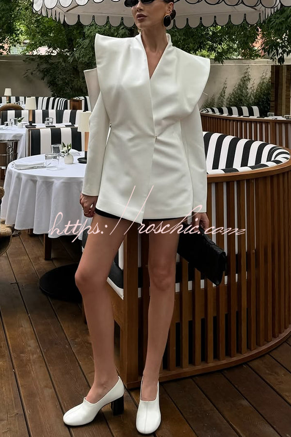 Fashionable Pioneer Stand V-neck Split Sleeve Loose Blazer